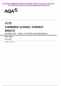 AQA GCSE COMBINED SCIENCE&colon; SYNERGY 8465&sol;1F Foundation Tier Paper 1 Life and Environmental Sciences Detailed Mark Scheme 2024