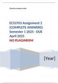 ECS3703 Assignment 2 (COMPLETE ANSWERS) Semester 1 2025 - DUE April 2025