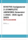 ECS3703 Assignment 2 ) Semester 1 2025 - DUE April 2025.Trusted workings and solutions