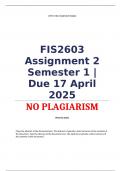 FIS2603 Assignment 2 Semester 1 &vert; Due 17 April 2025    Course