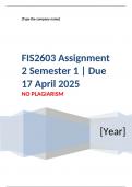 FIS2603 Assignment 2 Semester 1 &vert; Due 17 April 2025    Course