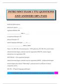 INTRO MNT EXAM 1 TTU QUESTIONS AND ANSWERS 100&percnt; PASS