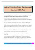 Aptive Objections Exam Questions and Answers 100&percnt; Pass