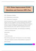 NYC Home Improvement EXAM Questions and Answers 100&percnt; Pass