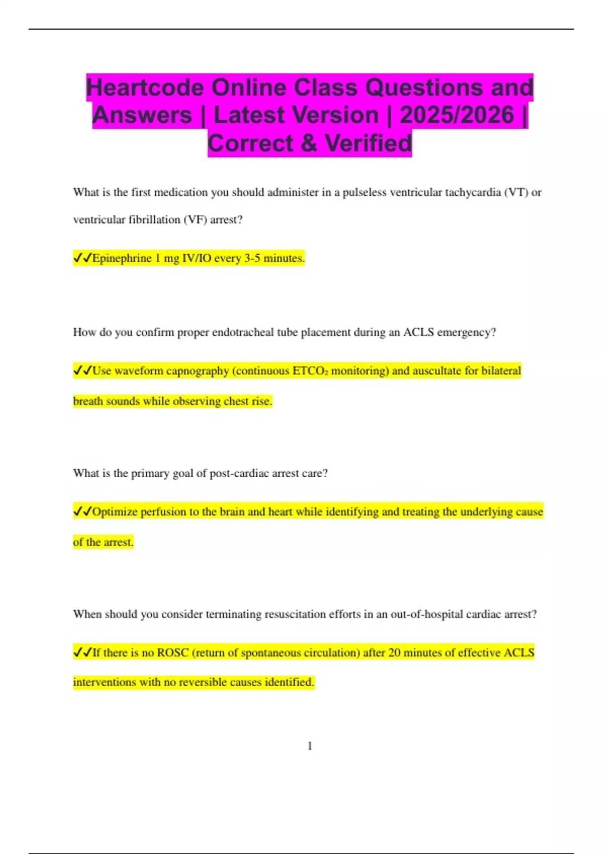 Heartcode Online Class Questions and Answers | Latest Version | 2025/ ...