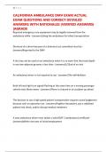 CALIFORNIA AMBULANCE DMV EXAM ACTUAL EXAM QUESTIONS AND CORRECT DETAILED ANSWERS WITH RATIONALES &lpar;VERIFIED ANSWERS&rpar; &vert;AGRADE