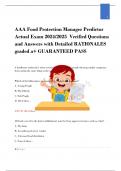 AAA Food Protection Manager Predictor  Actual Exam 2024&sol;2025  Verified Questions  and Answers with Detailed RATIONALES  graded a&plus; GUARANTEED PASS TEST BANK