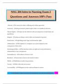 NSG 204 Intro to Nursing Exam 2 Questions and Answers 100&percnt; Pass