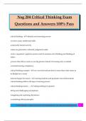 Nsg 204 Critical Thinking Exam Questions and Answers 100&percnt; Pass