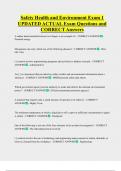 Safety Health and Environment Exam 1  UPDATED ACTUAL Exam Questions and  CORRECT Answers