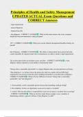 Principles of Health and Safety Management  UPDATED ACTUAL Exam Questions and  CORRECT Answers