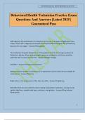 Behavioral Health Technician Practice Exam Questions And Answers &vert;Latest 2025 &vert; Guaranteed Pass