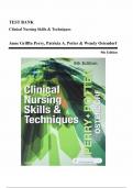 TEST BANK Clinical Nursing Skills & Techniques 9th edition Anne Griffin Perry&comma; Patricia A&period; Potter & Wendy Ostendorf&comma; All chapters complete graded A&plus;