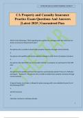 CA Property and Casualty Insurance Practice Exam Questions And Answers &vert;Latest 2025 &vert; Guaranteed Pass