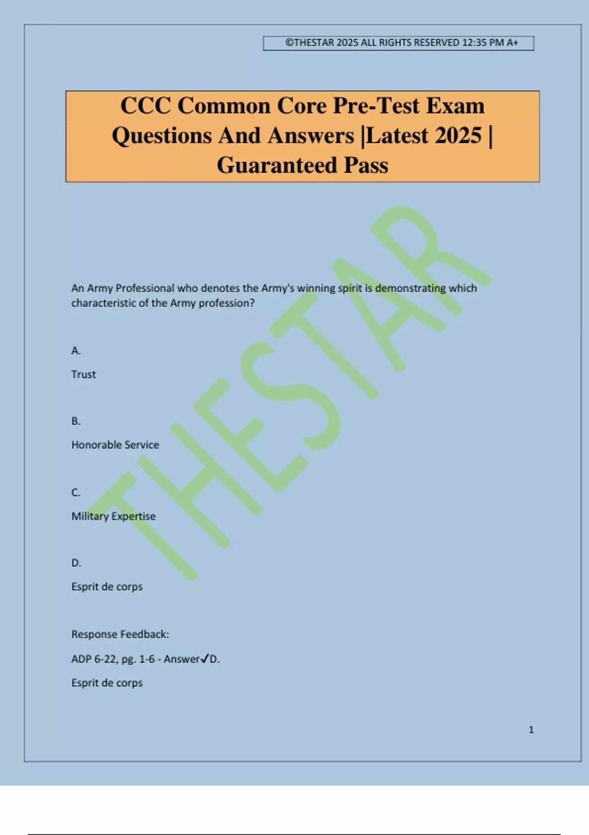 CCC Common Core Pre-Test Exam Questions And Answers |Latest 2025 ...