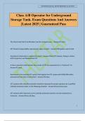 Class A&sol;B Operator for Underground Storage Tank&period; Exam Questions And Answers &vert;Latest 2025 &vert; Guaranteed Pass