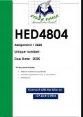 HED4804 Assignment 1 &lpar;QUALITY ANSWERS&rpar; 2025