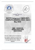 SAE3701 Assignment 1 QUIZ &lpar;100&percnt; COMPLETE ANSWERS&rpar; 2025 - DUE 5 May 2025 &semi;100&percnt; trusted&comma; comprehensive and complete reliable solution with clear explanation