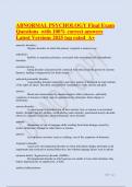 ABNORMAL PSYCHOLOGY Final Exam Questions with 100- correct answers Latest Versions 2025 top