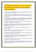 ABNORMAL PSYCHOLOGY- Exam 2 Questions with 100- correct answers Latest Versions 2025 top rated