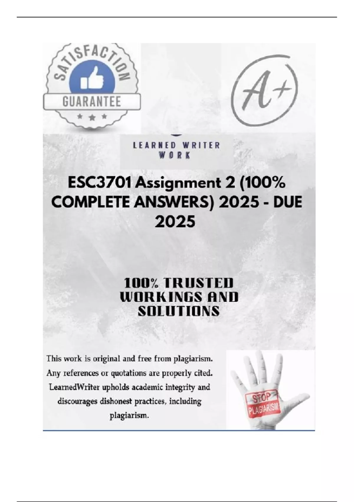 ESC3701 Assignment 2 (100% COMPLETE ANSWERS) 2025 - DUE 2025 ;100% ...
