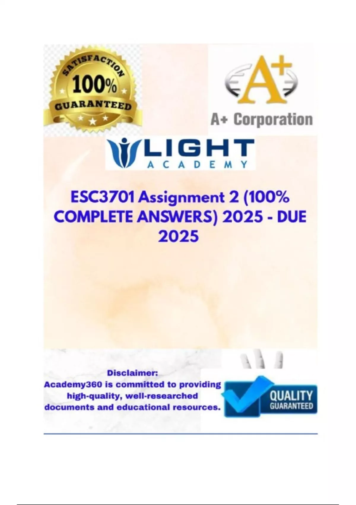 ESC3701 Assignment 2 (100% COMPLETE ANSWERS) 2025 - DUE 2025 ;100% ...