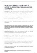 NEW YORK REAL ESTATE UNIT 15 INTRO TO CONSTRUCTION EXAM AND ANSWERS&period;