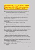 ABNORMAL PSYCHOLOGY Exam Questions with 100- correct answers Latest Versions 2025 GRADED A&plus;&period;