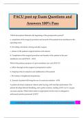 PACU post op Exam Questions and Answers 100&percnt; Pass
