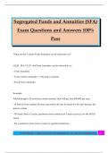 Segregated Funds and Annuities &lpar;SFA&rpar; Exam Questions and Answers 100&percnt; Pass