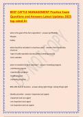BEEF CATTLE MANAGEMENT Practice Exam Questions and Answers Latest Updates 2025 top rated
