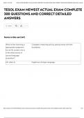 TESOL EXAM NEWEST ACTUAL EXAM COMPLETE 300 QUESTIONS AND CORRECT DETAILED ANSWERS