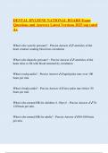 DENTAL HYGIENE NATIONAL BOARD Exam Questions and Answers Latest Versions 2025 top rated A&plus;
