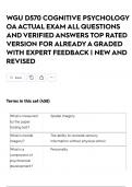 WGU D570 COGNITIVE PSYCHOLOGY OA ACTUAL EXAM ALL QUESTIONS AND VERIFIED ANSWERS TOP RATED VERSION FOR ALREADY A GRADED WITH EXPERT FEEDBACK &vert; NEW AND REVISED