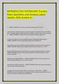 REPRODUCTIVE PHYSIOLOGY Practice Exam Questions and Answers Latest Update 2025 Graded A&plus; 