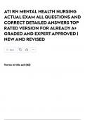 ATI RN MENTAL HEALTH NURSING ACTUAL EXAM ALL QUESTIONS AND CORRECT DETAILED ANSWERS TOP RATED VERSION FOR ALREADY A&plus; GRADED AND EXPERT APPROVED &vert; NEW AND REVISED