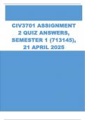 CIV3701 ASSIGNMENT 2 QUIZ ANSWERS&comma; SEMESTER 1 &lpar;713145&rpar;&comma; 21 APRIL 2025&period;