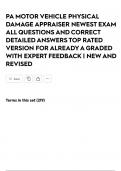 PA MOTOR VEHICLE PHYSICAL DAMAGE APPRAISER NEWEST EXAM ALL QUESTIONS AND CORRECT DETAILED ANSWERS TOP RATED VERSION FOR ALREADY A GRADED WITH EXPERT FEEDBACK &vert; NEW AND REVISED