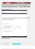 Mobile Crane Operator Core Review Questions & Complete Detailed Answers &sol; Newest 2025&sol;2026     