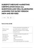 HUBSPOT INBOUND MARKETING CERTIFICATION EXAM  ALL QUESTIONS AND WELL ELABORATED ANSWERS TOP RATED VERSION &vert;NEW AND REVISED