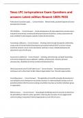 Texas LPC Jurisprudence Exam Questions and answers Latest edition Newest 100&percnt; PASS