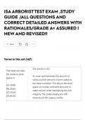 ISA ARBORIST  TEST EXAM &comma;STUDY GUIDE &sol;ALL QUESTIONS AND CORRECT DETAILED ANSWERS WITH RATIONALES&sol;GRADE A&plus; ASSURED &vert; NEW AND REVISED&excl;&excl;