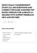 GPSTC EXAM 9 &lpar;INDEPENDENT STUDY&rpar; ALL 100 QUESTIONS AND CORRECT DETAILED ANSWERS TOP RATED VERSION FOR ALREADY A&plus; GRADED WITH EXPERT FEEDBACK&vert; NEW AND REVISED