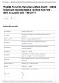 Physics AS Level AQA 2025 Actual exam &lpar;Testing Real Exam Questions&rpar;and verified Answers &lpar; 100&percnt; accurate&rpar; GET IT RIGHT&excl;&excl;