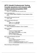 HPTC &lpar;Health Professionals Testing Canada&rpar; questions and answers with verified solutions&vert;&vert;updated 2025