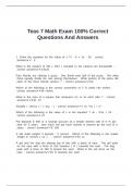 Teas 7 Math Exam 100&percnt; Correct Questions And Answers