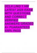 UCLA LING 1 HW LATEST 2025 EXAM WITH QUESTIONS AND CORRECT VERIFIED ANSWERS GRADED A&plus; FUARANTEED 100&percnt; PASS
