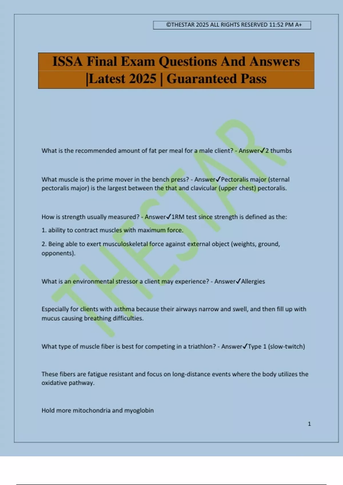 ISSA Final Exam Questions And Answers |Latest 2025 | Guaranteed Pass ...