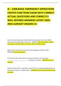 IS &ndash; 2200&colon;BASIC EMERGENCY OPERATIONS CENTER FUNCTIONS EXAM WITH CORRECT ACTUAL QUESTIONS AND CORRECTLY WELL DEFINED ANSWERS LATEST 2025- 2026 ALREADY GRADED A&plus; 
