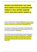 NEVADA CCW PROFICIENCY TEST EXAM WITH CORRECT ACTUAL QUESTIONS AND CORRECTLY WELL DEFINED ANSWERS LATEST 2025-2026 ALREADY GRADED A&plus;